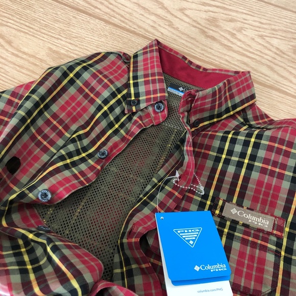 Columbia Men’s Shirt Long Sleeve PHG Cotton S New - Picture 10 of 16